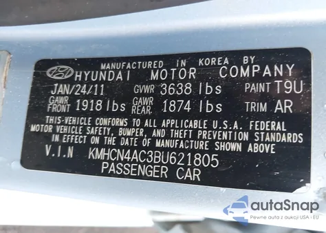 2011 Hyundai Accent Gls from USA, damaged, VIN KMHCN4AC3BU621805